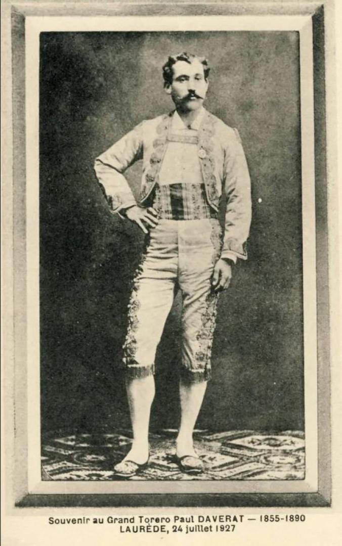 Photo en noir et blanc de Paul Daverat, personnage emblématique de la course landaise de la fin du dix neuvième siècle.